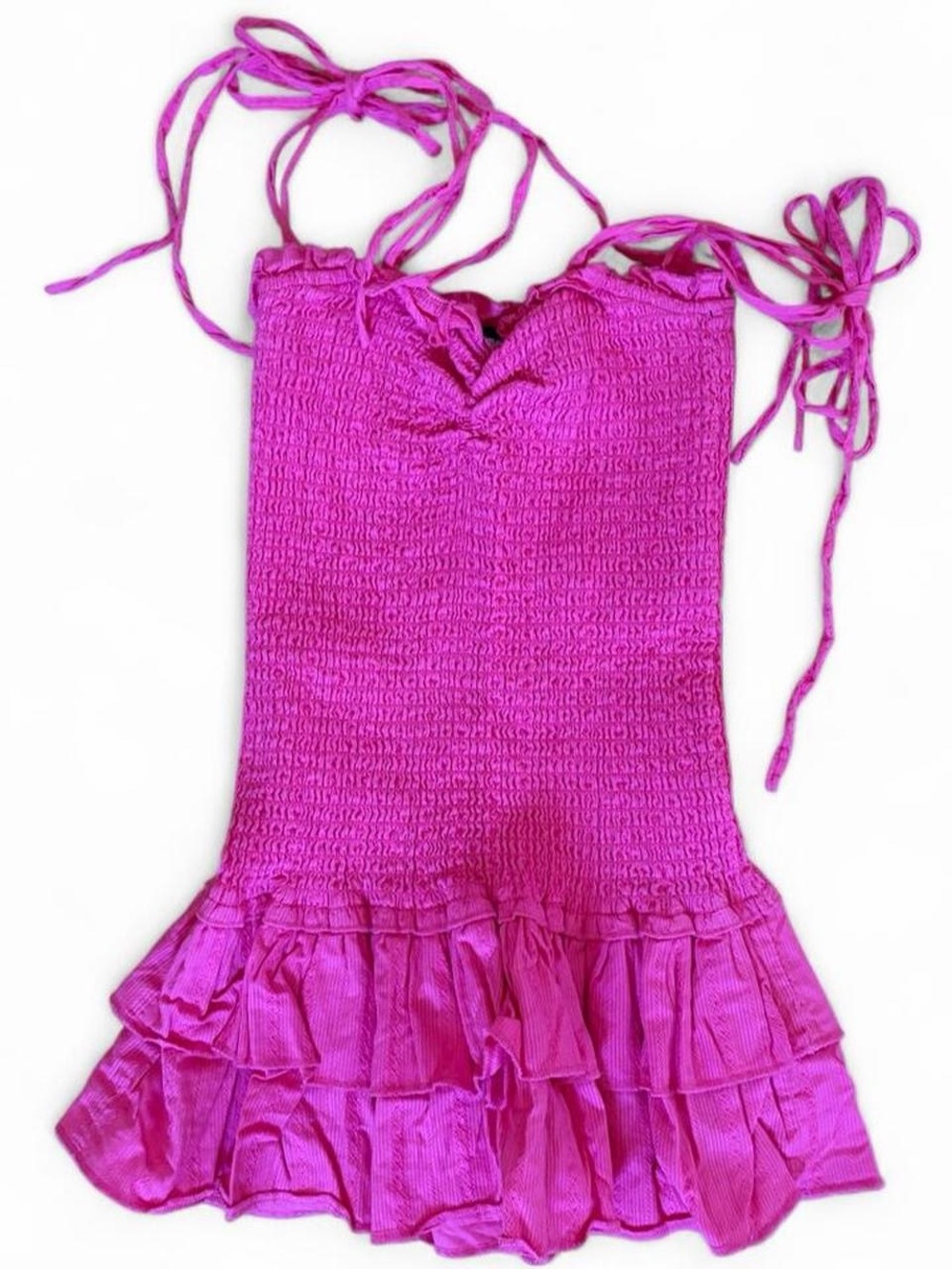 Hot Pink Smocked Ruffle Mini Dress